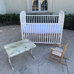 Crib, Chair And Craft Table