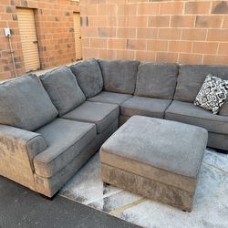 Dark Grey Sectional +Ottoman(Ashley Furniture)