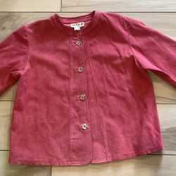 David Dart Collection Pink Suede Leather Classic Cropped Jacket Blazer sz. L. 