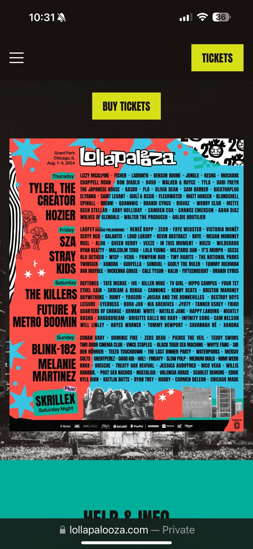 Lollapalooza Saturday GA
