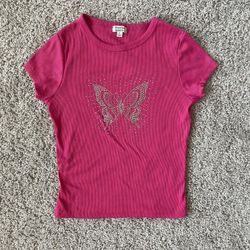 Faded rose hot pink bling rhainstones sz S new