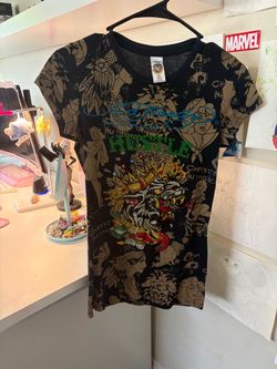 Ed Hardy Hustle Y2K Vintage Graphic T-Shirt XS