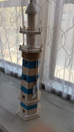 Rustic Wooden Lighthouse Tabletop Decor 22” Tall