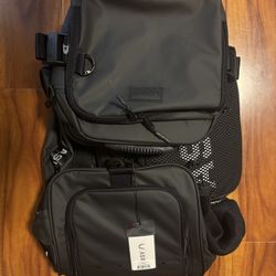 ASRV Waterproof 2-in-1 Travel Duffle Black 50L Detachable Shoulder Bag