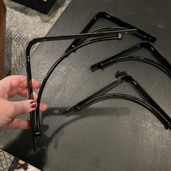 4 Bookshelf Braces / Brackets - Black Metal 