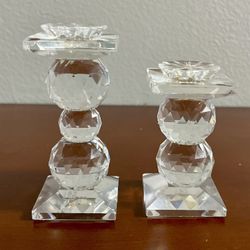 Pair of Swarovski Retired crystal candle holders