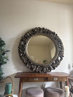 Large Ornate Wall Mirror – Solid Wood Frame – Statement Piece