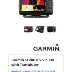 Garmin fish finder striker vivid 7sv and transducer