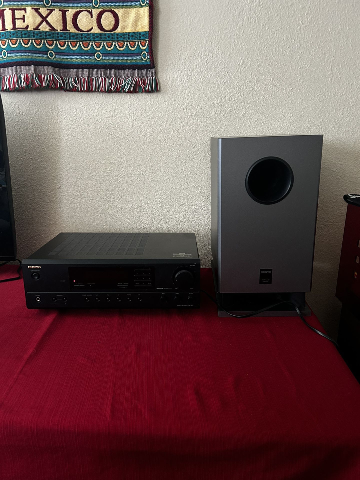 Onkyo Subwoofer And Onkyo Amplifier Receiver
