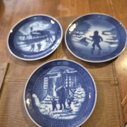 Three vintage royal copenhagen Christmas plates