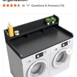 Tileon Black Back Wood Washer Dryer Countertop Storage Shelf 54in