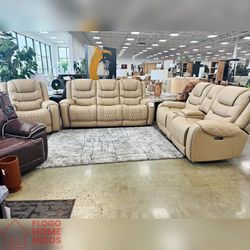 3 Pieces power motion reclining sofa set with cup holder and USB port