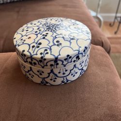 Ceramic container for cotton balls, jewelry, etc.