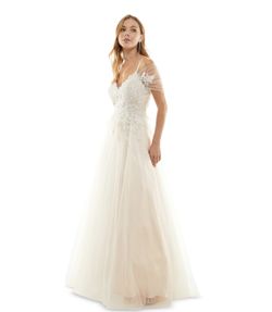 Embellished Cold-Shoulder A-Line Dress