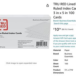 Tru Red Line Ruled Index Cards (400pcs Total) Set Of 4