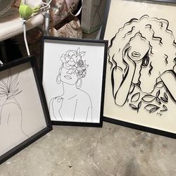 3 Wall Art Pieces With Frames