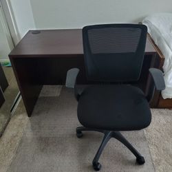 Office Desk, Chair, & Chair Mat Set