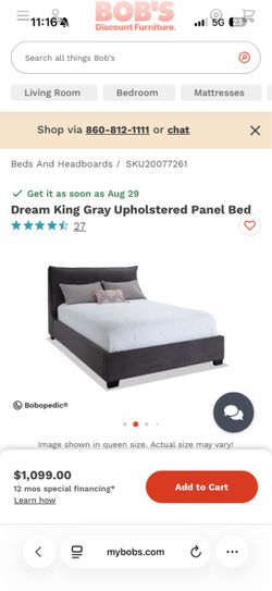 Dream King Gray Upholstered Panel Bed