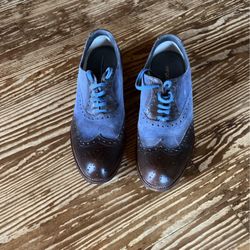 Sergio Rossi Brown Leather/ Blue Suede 