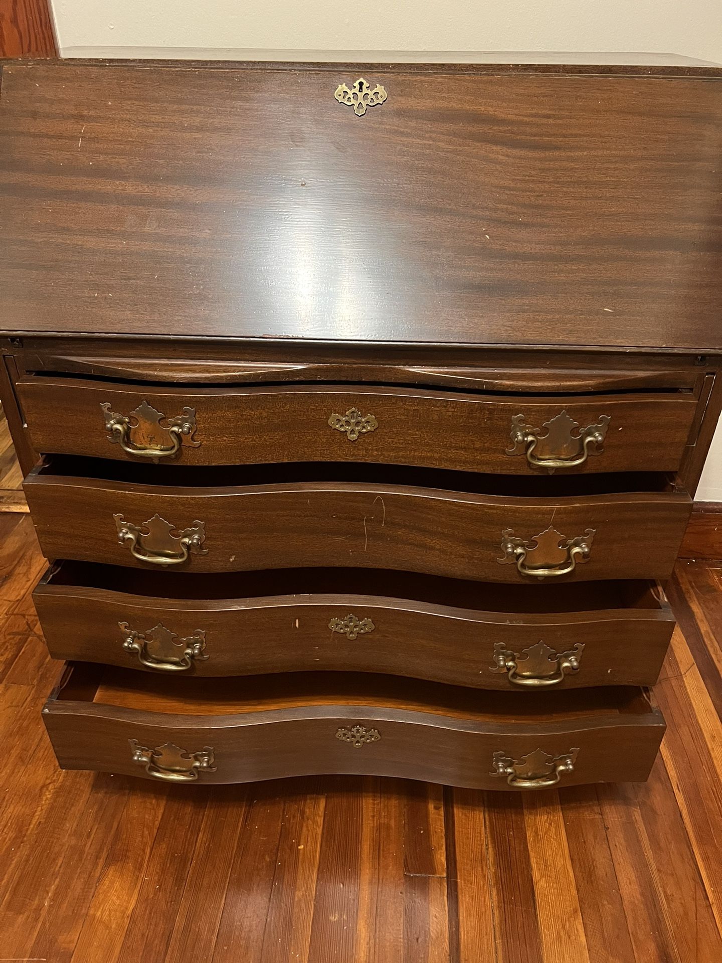 dresser wood with desk solid wood brass handles clawfoot