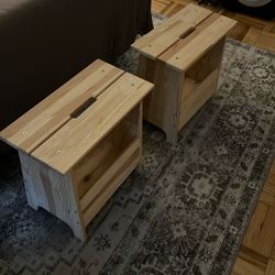 Two storage stools / nightstands 
