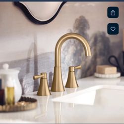 Moen Ronan Bronzed Gold Widespread 2-handle WaterSense High-arc Handle Bathroom Faucet w/ Drain