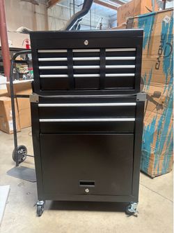 8-Drawer Rolling Tool Chest w/Lock, Tool Storage Cabinet w/Wheels, Detachable Top, Drawers & Drawer Liners, Tool Organizer Box for Garage, Warehouse &