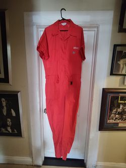 1960's-70's Red Cotton & Polyester Men's Jumpsuit, Racing suit