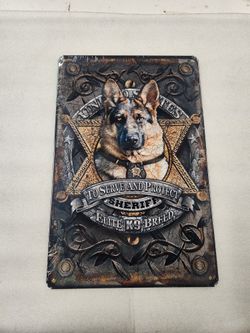Police K9 German Shepherd Sheriff Police Dog Steel Metal Sign 