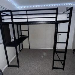 black bunk bed with desk 