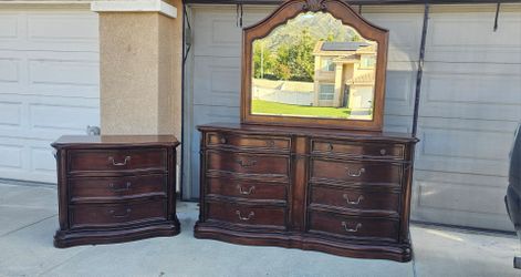 Dresser with mirror and nightstand