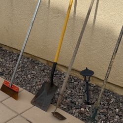 SCRAPER,  SHOVEL,  HOE and Small Rake. 