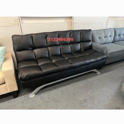 Black Leather Sofa Sleeper New 
