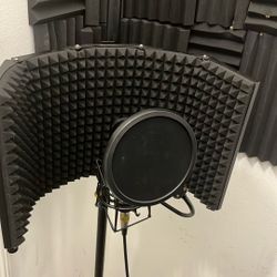 Studio Equipment (Microphone, Speakers, Stand & Foam Panels)