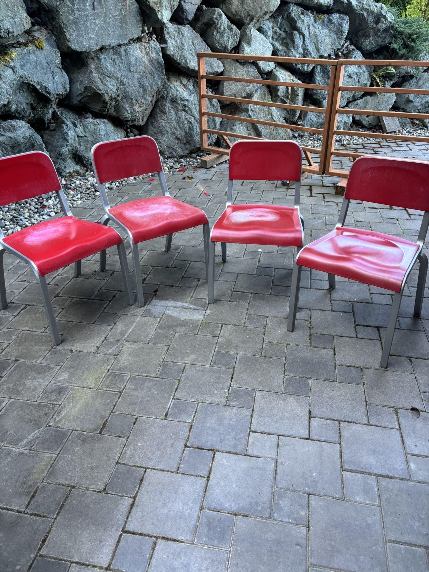 Emeco Brand “1951” Stacking Chairs X 4
