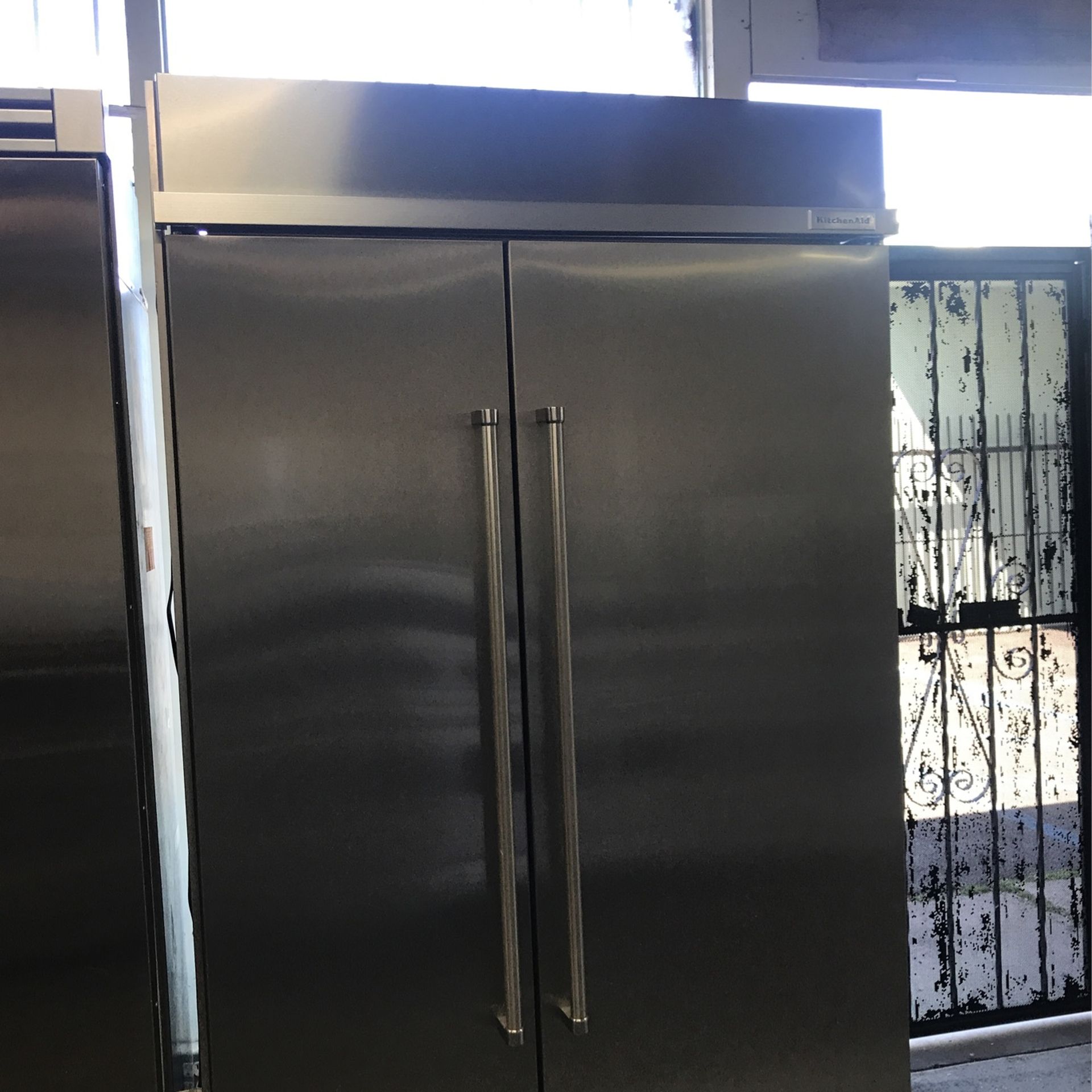 Kitchen Aid 48” Wide Built In Side By Side Refrigerator In Stainless Steel