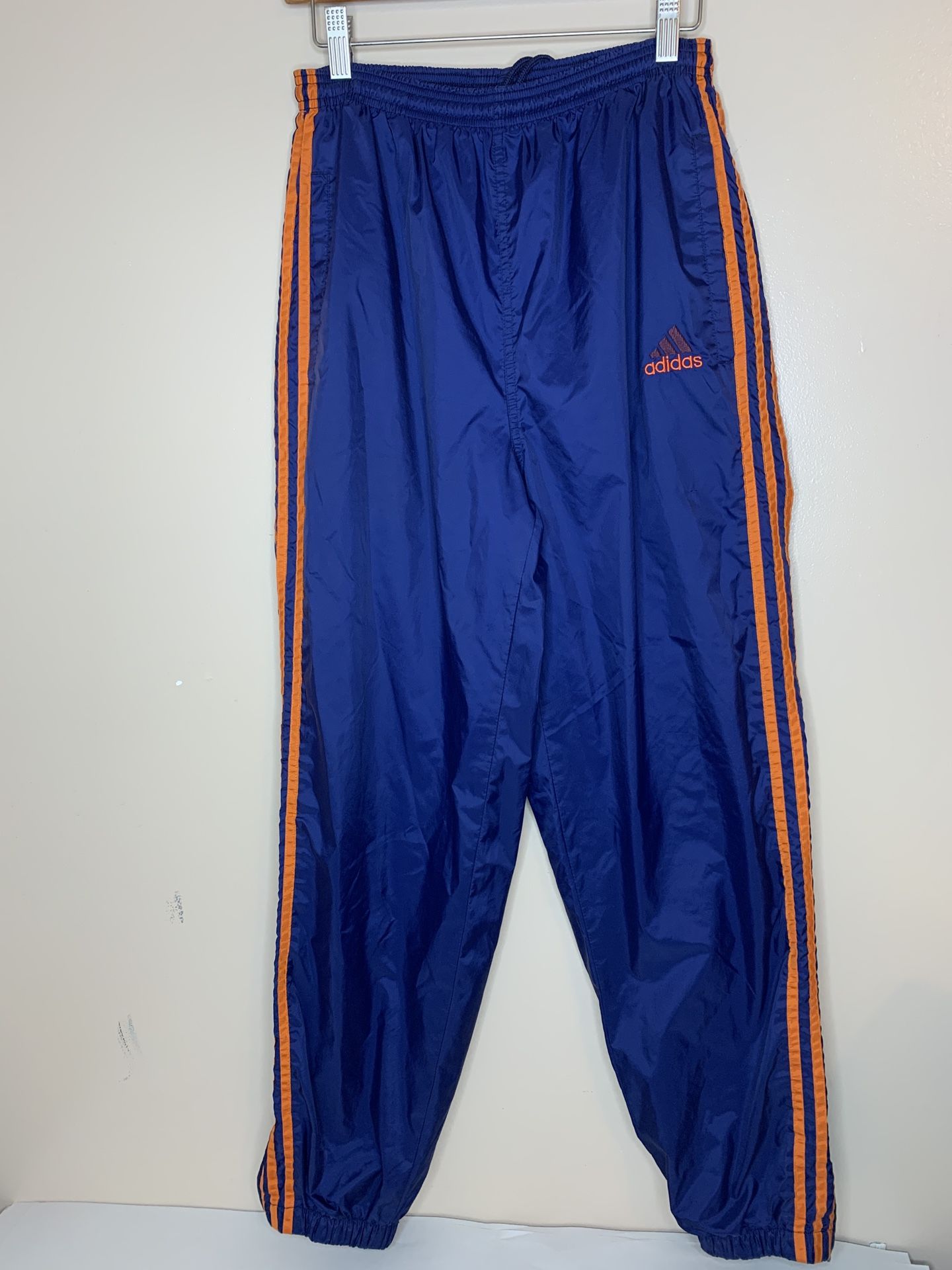 Rare VTG Retro 90s Adidas Button Snap Athletic Track Pants Small Knicks Color Pre-owned