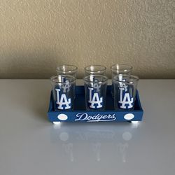LA Dodgers Shot Glasses W/ Tray 