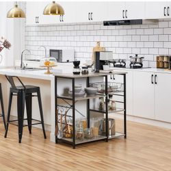 4-Tier Bakers Rack,Microwave Stand for Coffee Bar,Grey