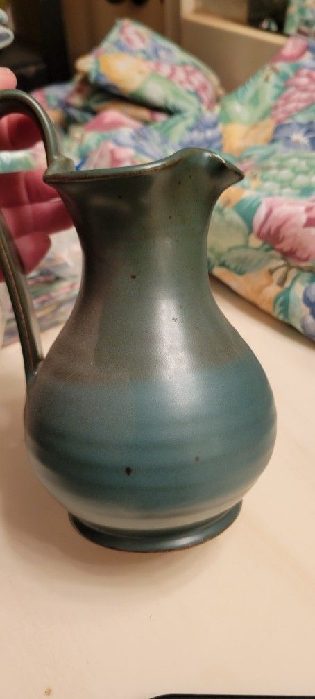 Handmade Green Matte Pitcher * 7"×4" * Ceramic POTTERY