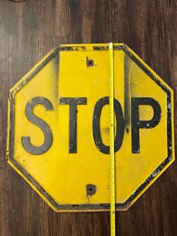 Antique/Vintage pre-1954 Yellow Stop Sign