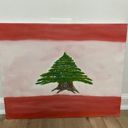 💥💥lebanon flag oil painting on canvas handmade💥💥