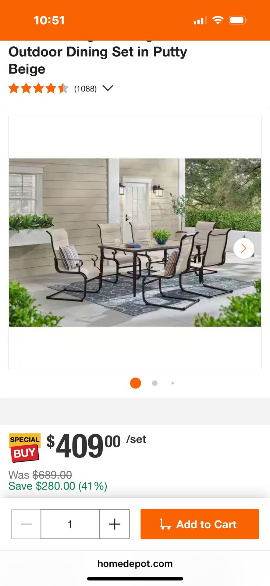 New In Box Glenridge Patio Set 7 Piece Set In Beige