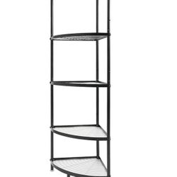5 Tier Corner Shelf Stand, 52" Kitchen Shelf Organizer with Metal Frame, Multipurpose Space Saving Storage Rack for Living Room, Office, Kitchen