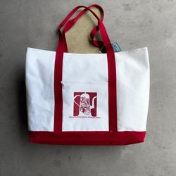 Y2K Retro Art Style 100% Cotton Canvas White & Red Tote Bag