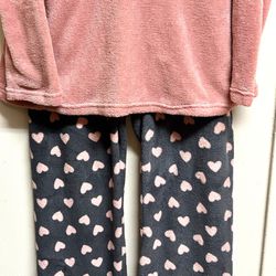 Love To Lounge Plush Soft & Cozy Pajama Set With Hearts Size XL 14-16