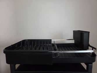 Expandable Dish Drying Rack and Utensil Holder in Black