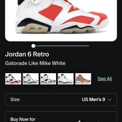 Jordan Gatorade Like Mike White (Size 9)