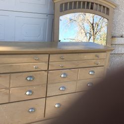 Wood Dresser Included With Large Mirror