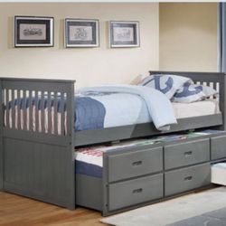 New Twin Captain Bed With Twin Trundle 